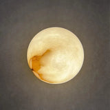 Modern Alabaster Mini Orb Wall Lamp Spherical Natural Stone Sconce for Interior Spaces