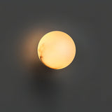 Modern Alabaster Mini Orb Wall Lamp Spherical Natural Stone Sconce for Interior Spaces