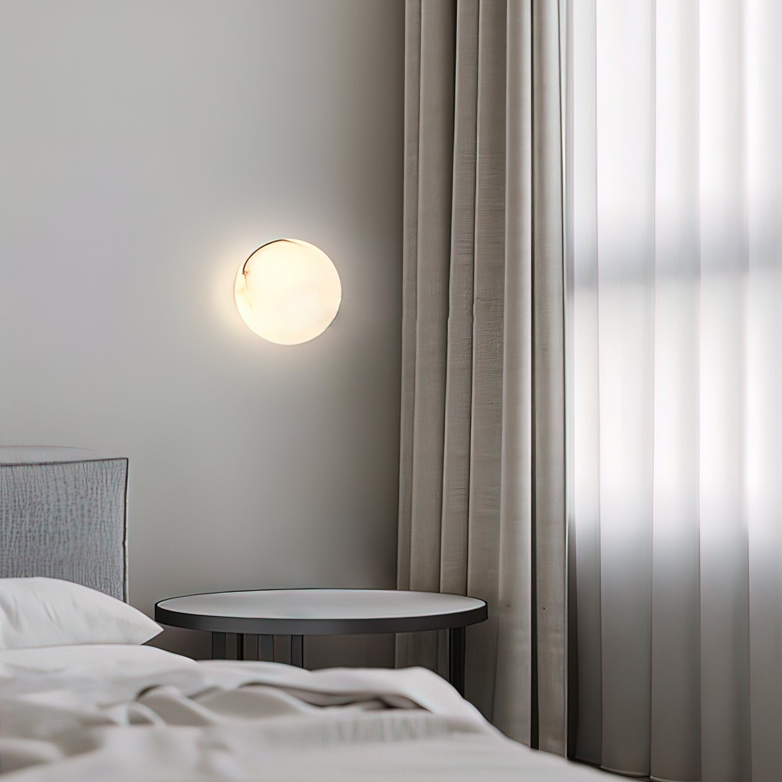 Modern Alabaster Mini Orb Wall Lamp Spherical Natural Stone Sconce for Interior Spaces