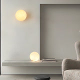 Modern Alabaster Mini Orb Wall Lamp Spherical Natural Stone Sconce for Interior Spaces