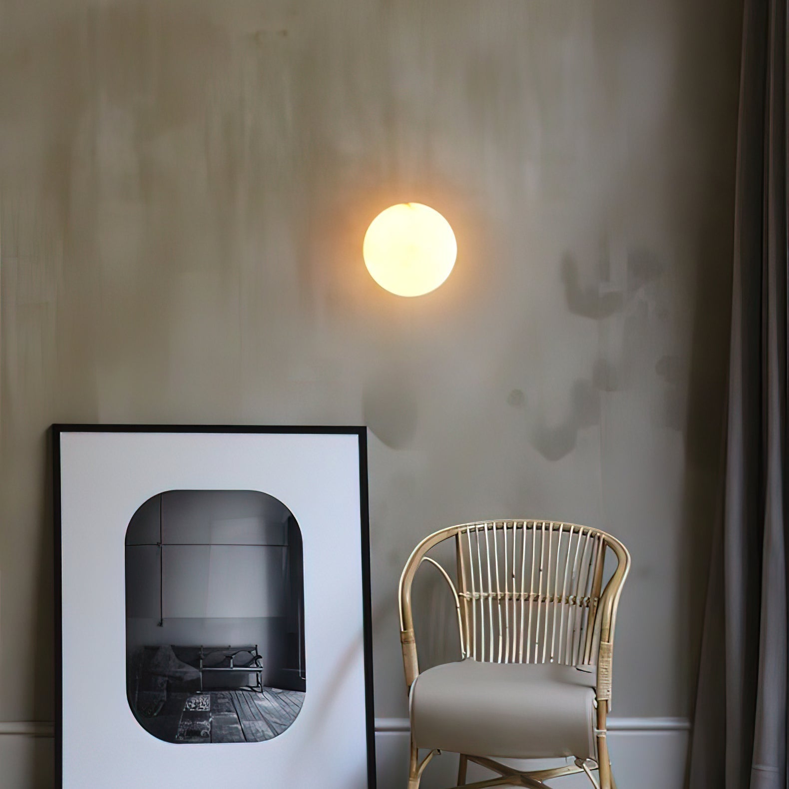 Modern Alabaster Mini Orb Wall Lamp Spherical Natural Stone Sconce for Interior Spaces