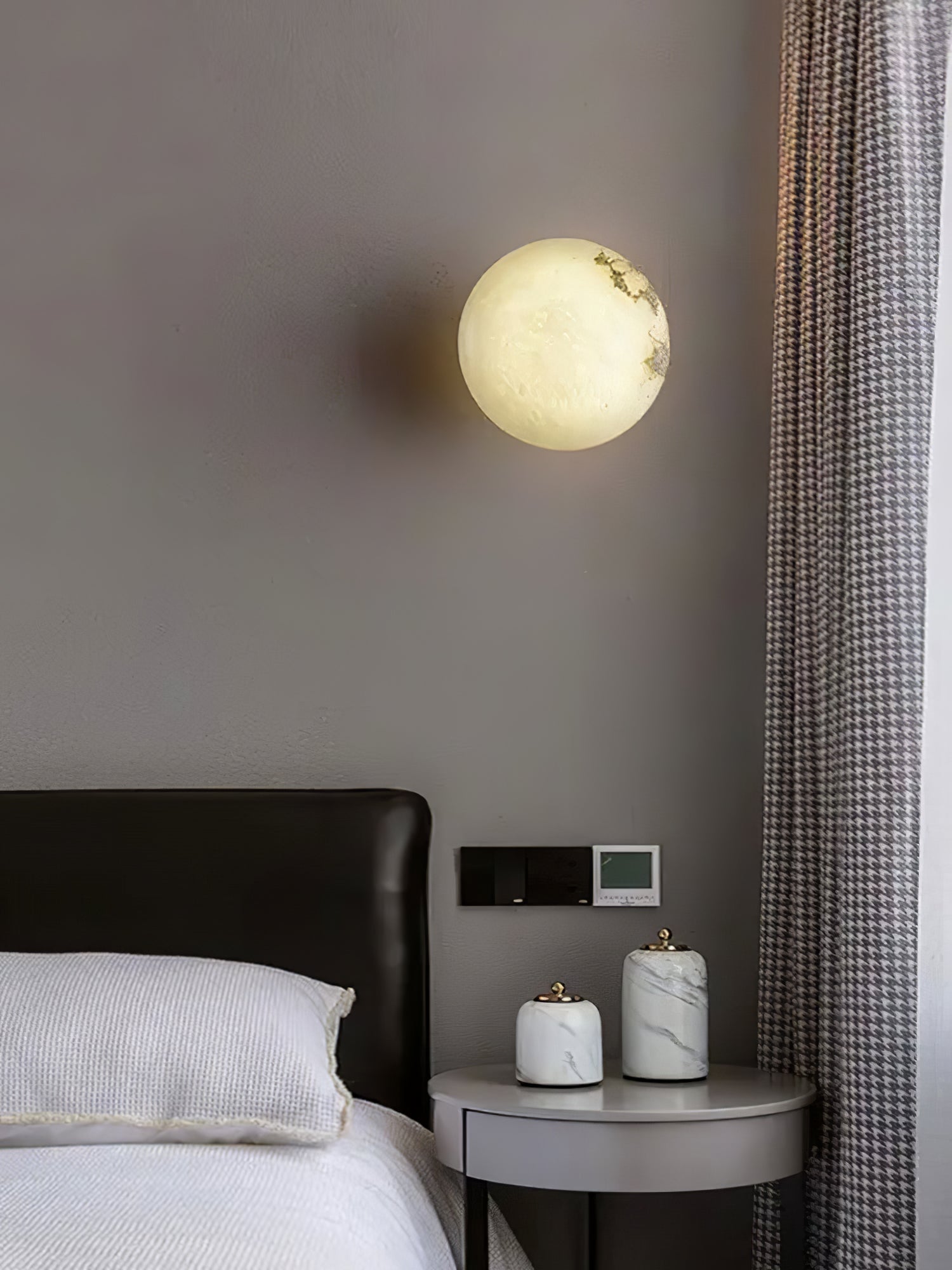 Modern Alabaster Mini Orb Wall Lamp Spherical Natural Stone Sconce for Interior Spaces