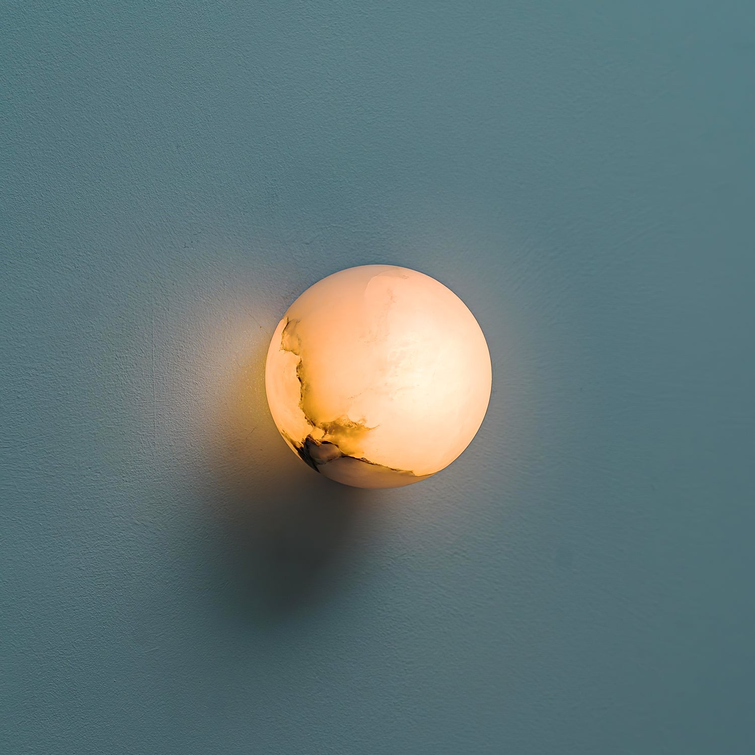 Modern Alabaster Mini Orb Wall Lamp Spherical Natural Stone Sconce for Interior Spaces
