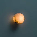 Modern Alabaster Mini Orb Wall Lamp Spherical Natural Stone Sconce for Interior Spaces