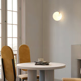 Modern Alabaster Mini Orb Wall Lamp Spherical Natural Stone Sconce for Interior Spaces