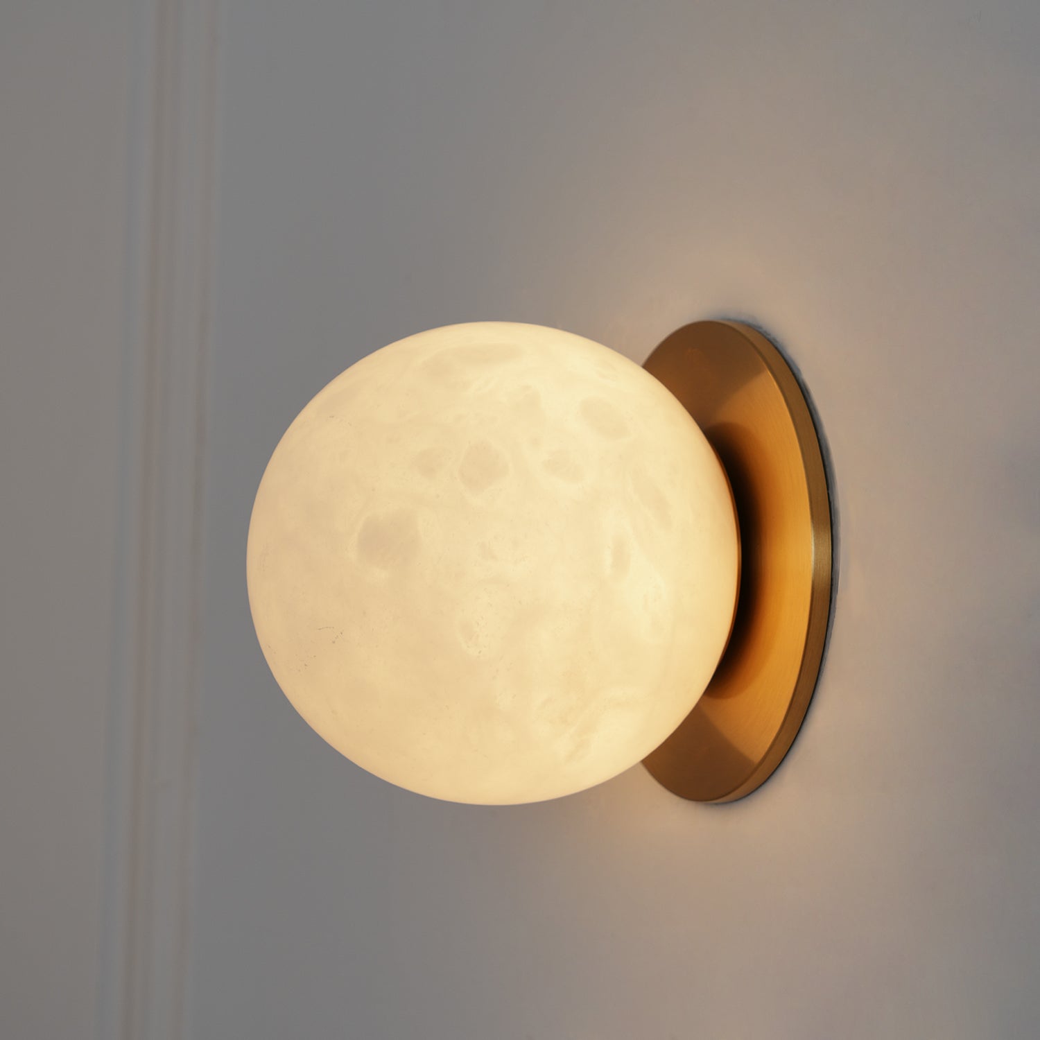 Modern Alabaster Mini Orb Wall Lamp Spherical Natural Stone Sconce for Interior Spaces