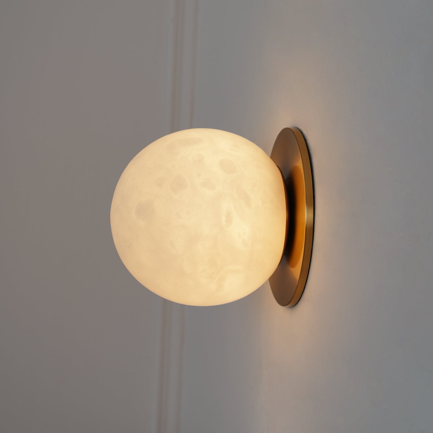 Modern Alabaster Mini Orb Wall Lamp Spherical Natural Stone Sconce for Interior Spaces
