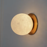Modern Alabaster Mini Orb Wall Lamp Spherical Natural Stone Sconce for Interior Spaces