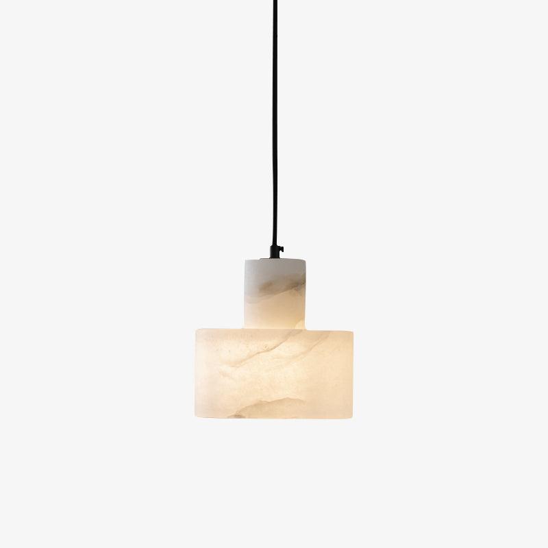 Modern Alabaster Pendant Light Minimalist Natural Stone Cylinder Hanging Lamp for Indoor Use