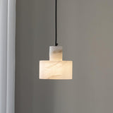 Modern Alabaster Pendant Light Minimalist Natural Stone Cylinder Hanging Lamp for Indoor Use