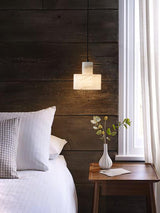 Modern Alabaster Pendant Light Minimalist Natural Stone Cylinder Hanging Lamp for Indoor Use