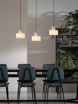 Modern Alabaster Pendant Light Minimalist Natural Stone Cylinder Hanging Lamp for Indoor Use