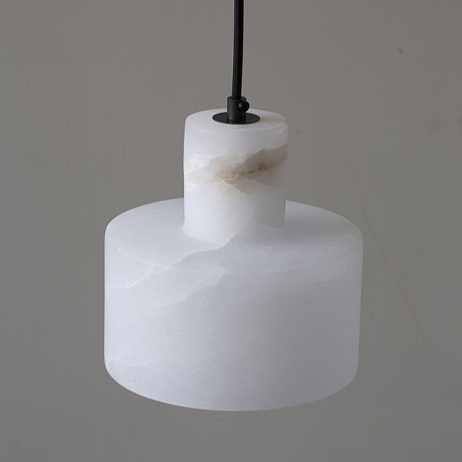 Modern Alabaster Pendant Light Minimalist Natural Stone Cylinder Hanging Lamp for Indoor Use