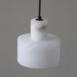 Modern Alabaster Pendant Light Minimalist Natural Stone Cylinder Hanging Lamp for Indoor Use