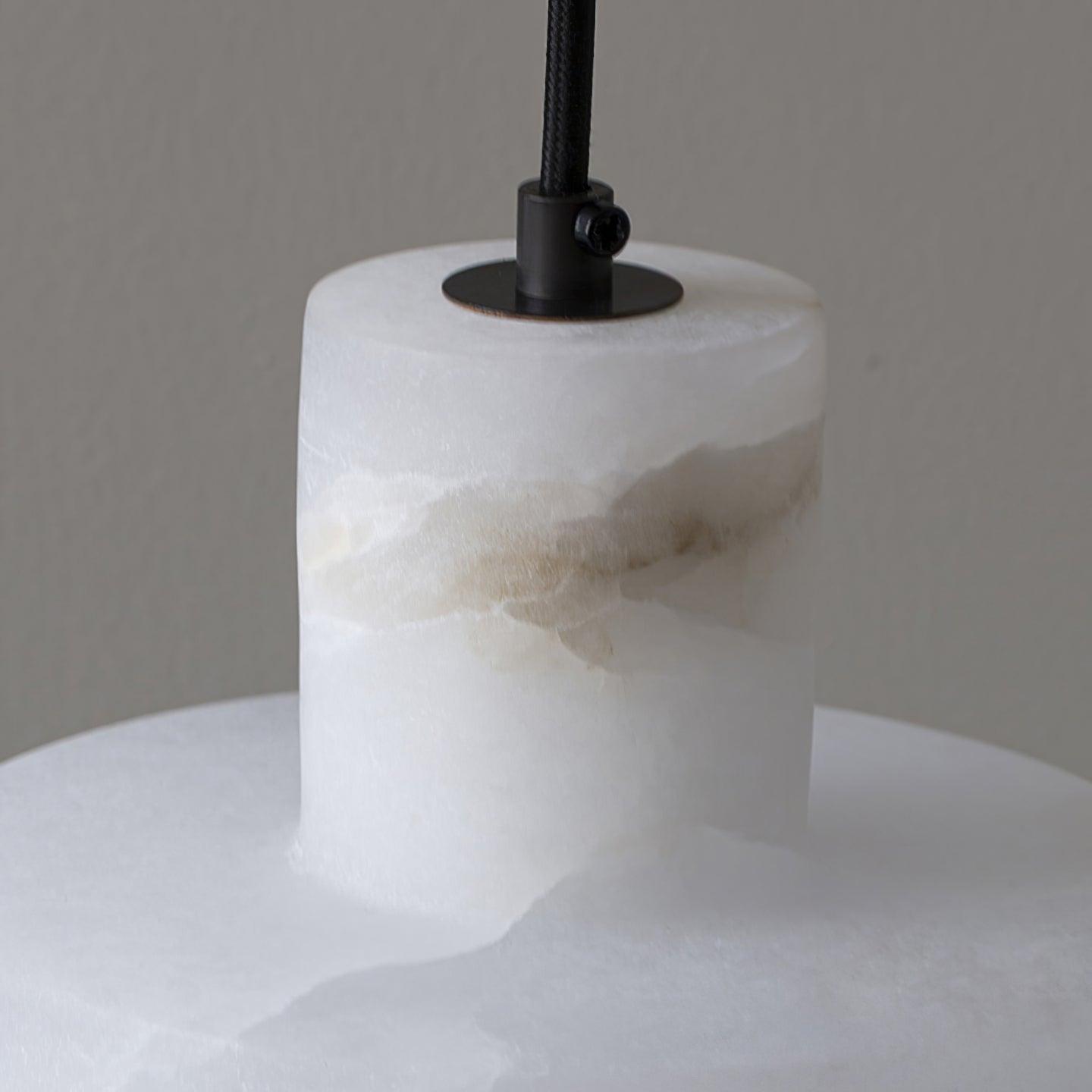 Modern Alabaster Pendant Light Minimalist Natural Stone Cylinder Hanging Lamp for Indoor Use