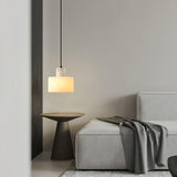Modern Alabaster Pendant Light Minimalist Natural Stone Cylinder Hanging Lamp for Indoor Use