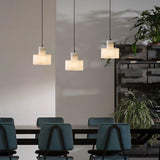 Modern Alabaster Pendant Light Minimalist Natural Stone Cylinder Hanging Lamp for Indoor Use