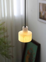 Modern Alabaster Pendant Light Minimalist Natural Stone Cylinder Hanging Lamp for Indoor Use
