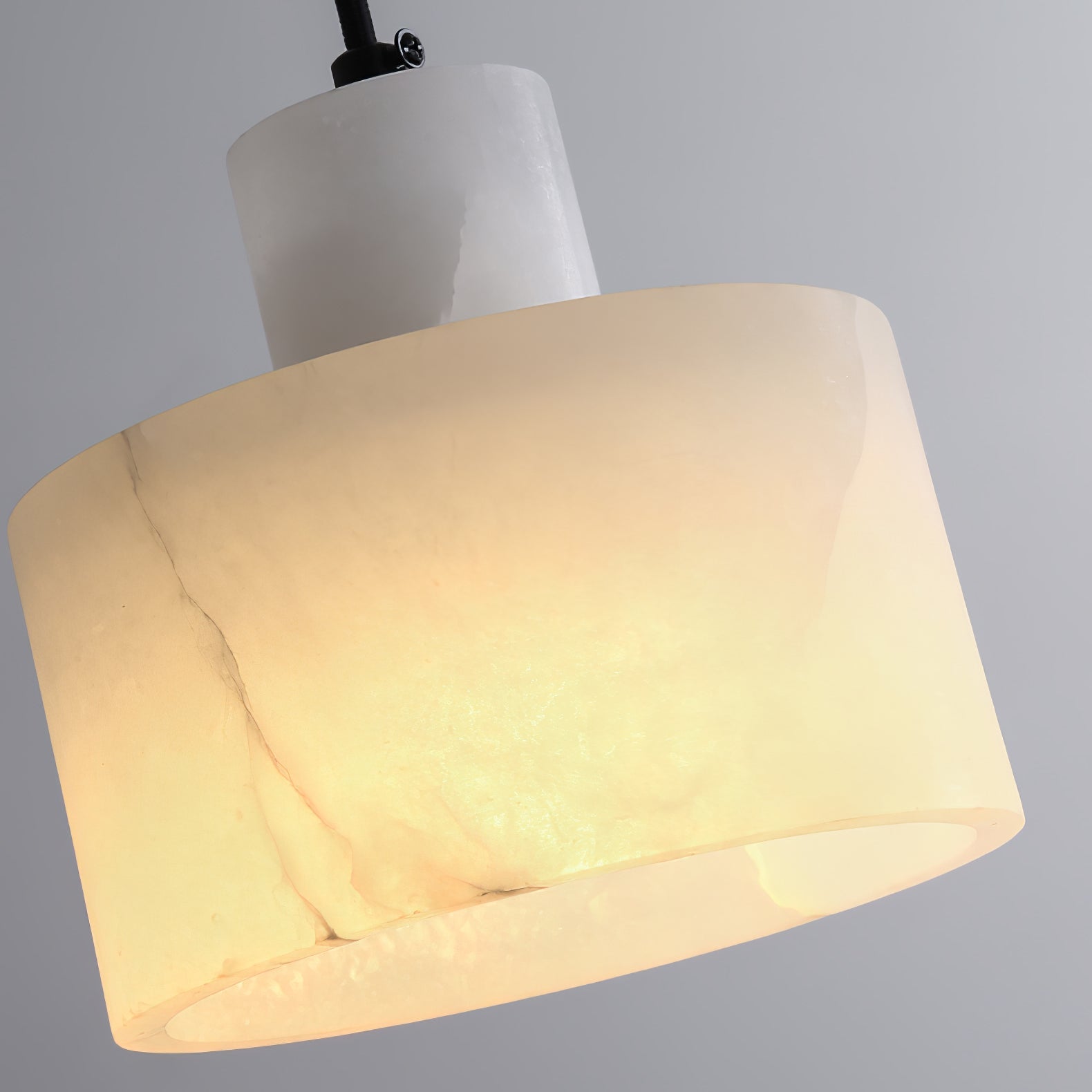 Modern Alabaster Pendant Light Minimalist Natural Stone Cylinder Hanging Lamp for Indoor Use
