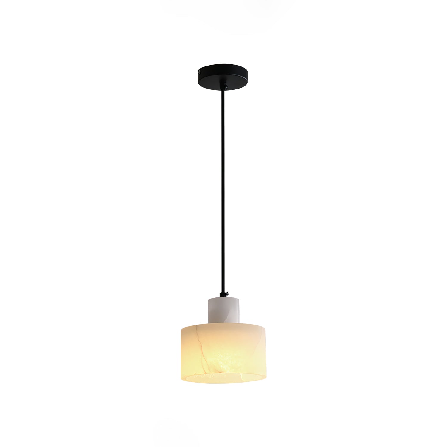 Modern Alabaster Pendant Light Minimalist Natural Stone Cylinder Hanging Lamp for Indoor Use