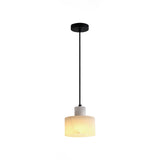 Modern Alabaster Pendant Light Minimalist Natural Stone Cylinder Hanging Lamp for Indoor Use
