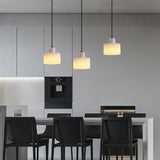 Modern Alabaster Pendant Light Minimalist Natural Stone Cylinder Hanging Lamp for Indoor Use
