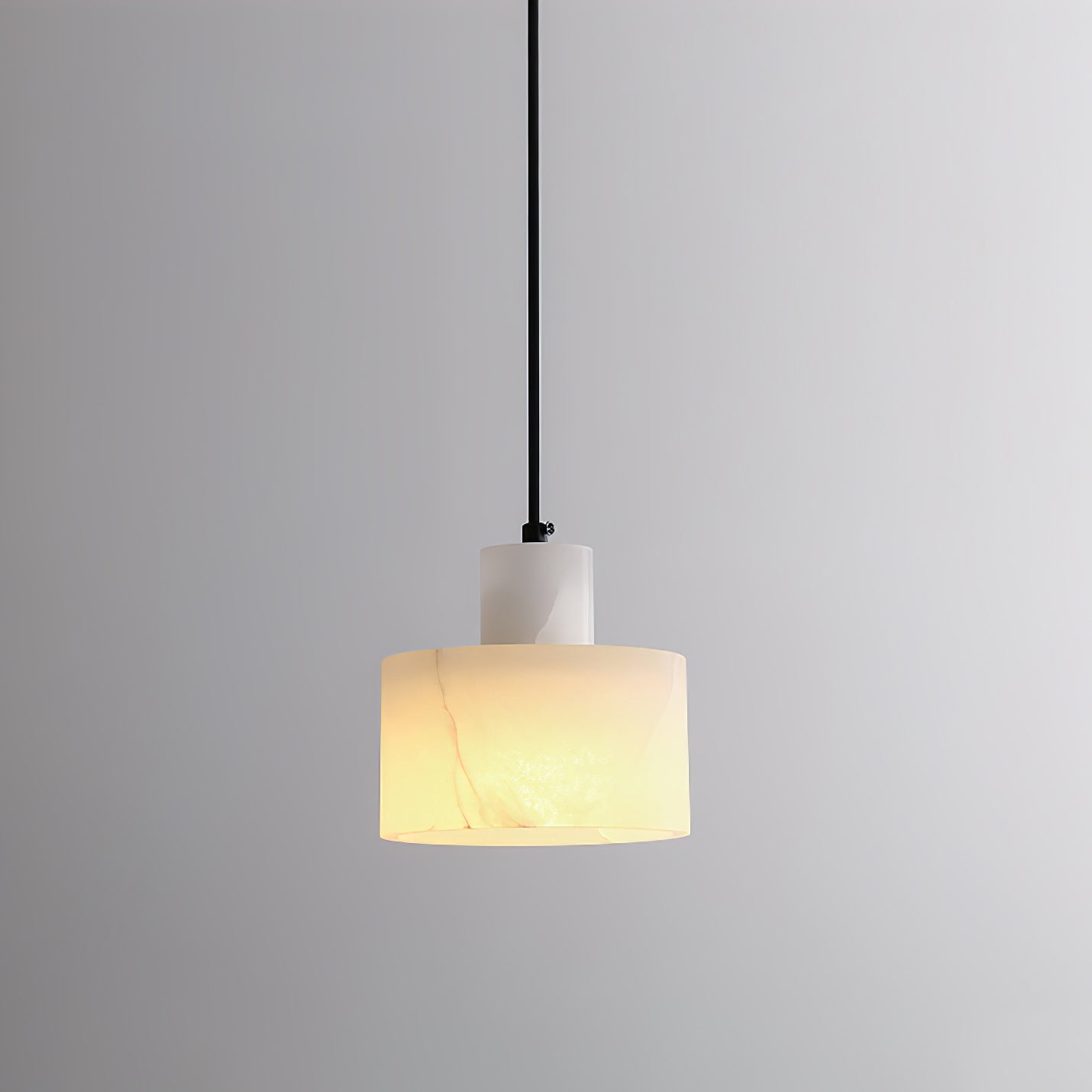 Modern Alabaster Pendant Light Minimalist Natural Stone Cylinder Hanging Lamp for Indoor Use
