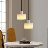 Modern Alabaster Pendant Light Minimalist Natural Stone Cylinder Hanging Lamp for Indoor Use