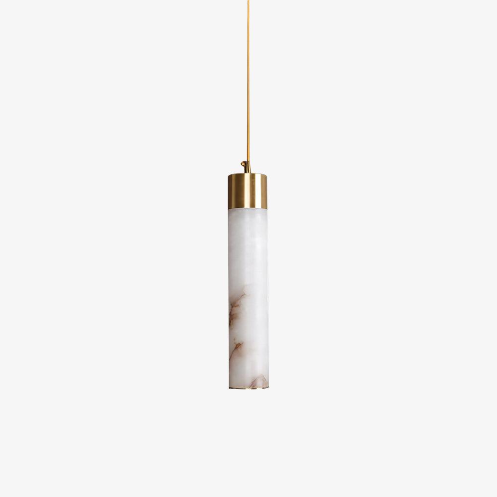 Modern Alabaster Pendant Light with Brass Finish and Integrated LED Lighting for Luxury Interiors