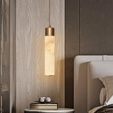 Modern Alabaster Pendant Light with Brass Finish and Integrated LED Lighting for Luxury Interiors