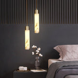 Modern Alabaster Pendant Light with Brass Finish and Integrated LED Lighting for Luxury Interiors