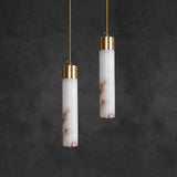Modern Alabaster Pendant Light with Brass Finish and Integrated LED Lighting for Luxury Interiors
