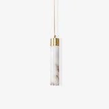 Modern Alabaster Pendant Light with Brass Finish and Integrated LED Lighting for Luxury Interiors