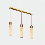 Modern Alabaster Pendant Light with Brass Finish and Integrated LED Lighting for Luxury Interiors