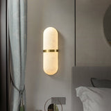 Modern Alabaster Pill Shape Wall Sconce LED Indoor Light Fixture with Natural Stone Shade