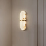 Modern Alabaster Pill Shape Wall Sconce LED Indoor Light Fixture with Natural Stone Shade