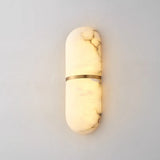 Modern Alabaster Pill Shape Wall Sconce LED Indoor Light Fixture with Natural Stone Shade