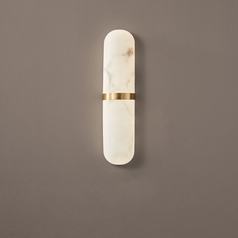 Modern Alabaster Pill Shape Wall Sconce LED Indoor Light Fixture with Natural Stone Shade