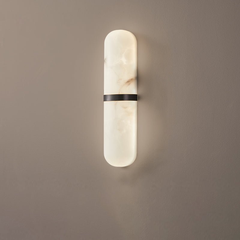 Modern Alabaster Pill Shape Wall Sconce LED Indoor Light Fixture with Natural Stone Shade