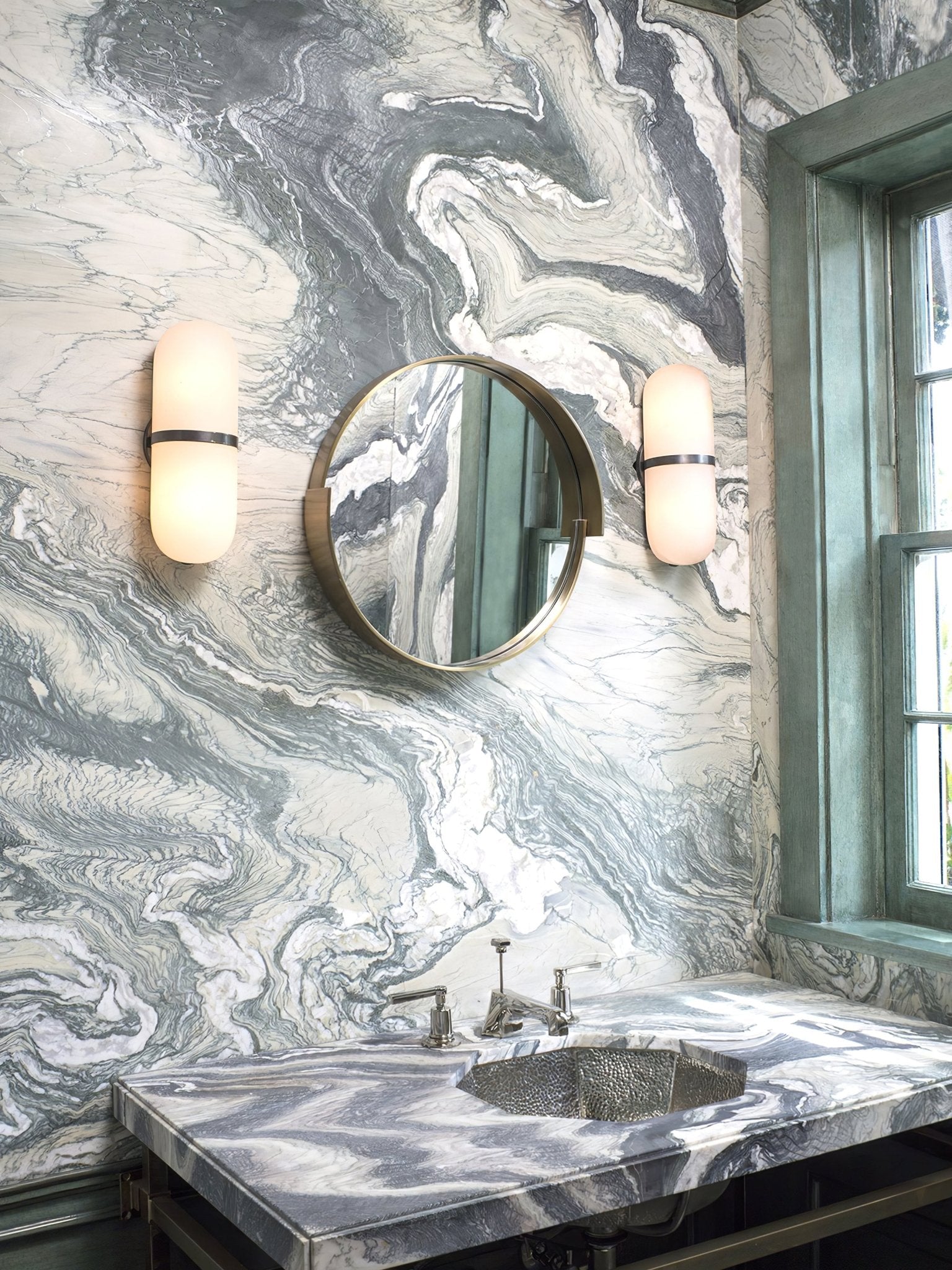 Modern Alabaster Pill Shape Wall Sconce LED Indoor Light Fixture with Natural Stone Shade