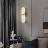 Modern Alabaster Pill Shape Wall Sconce LED Indoor Light Fixture with Natural Stone Shade