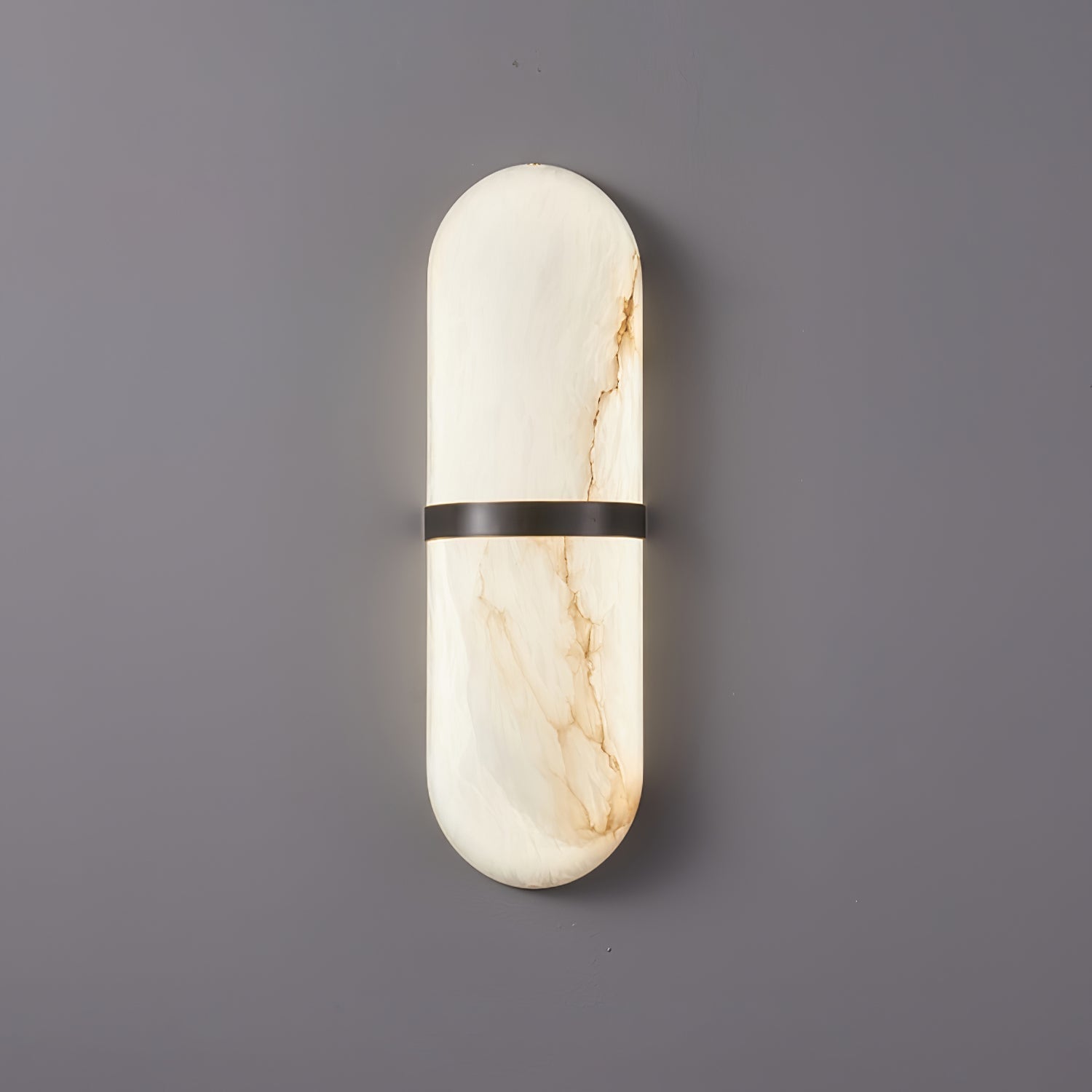 Modern Alabaster Pill Shape Wall Sconce LED Indoor Light Fixture with Natural Stone Shade