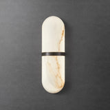 Modern Alabaster Pill Shape Wall Sconce LED Indoor Light Fixture with Natural Stone Shade