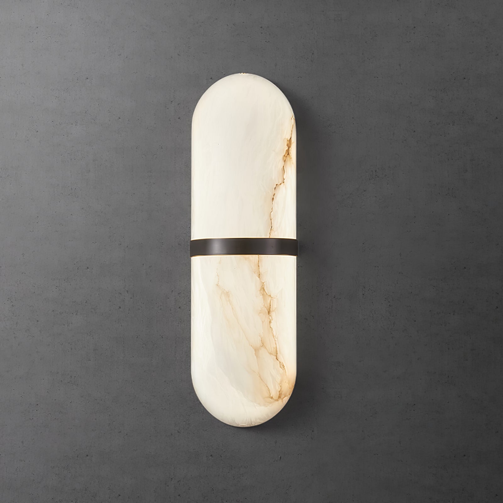 Modern Alabaster Pill Shape Wall Sconce LED Indoor Light Fixture with Natural Stone Shade