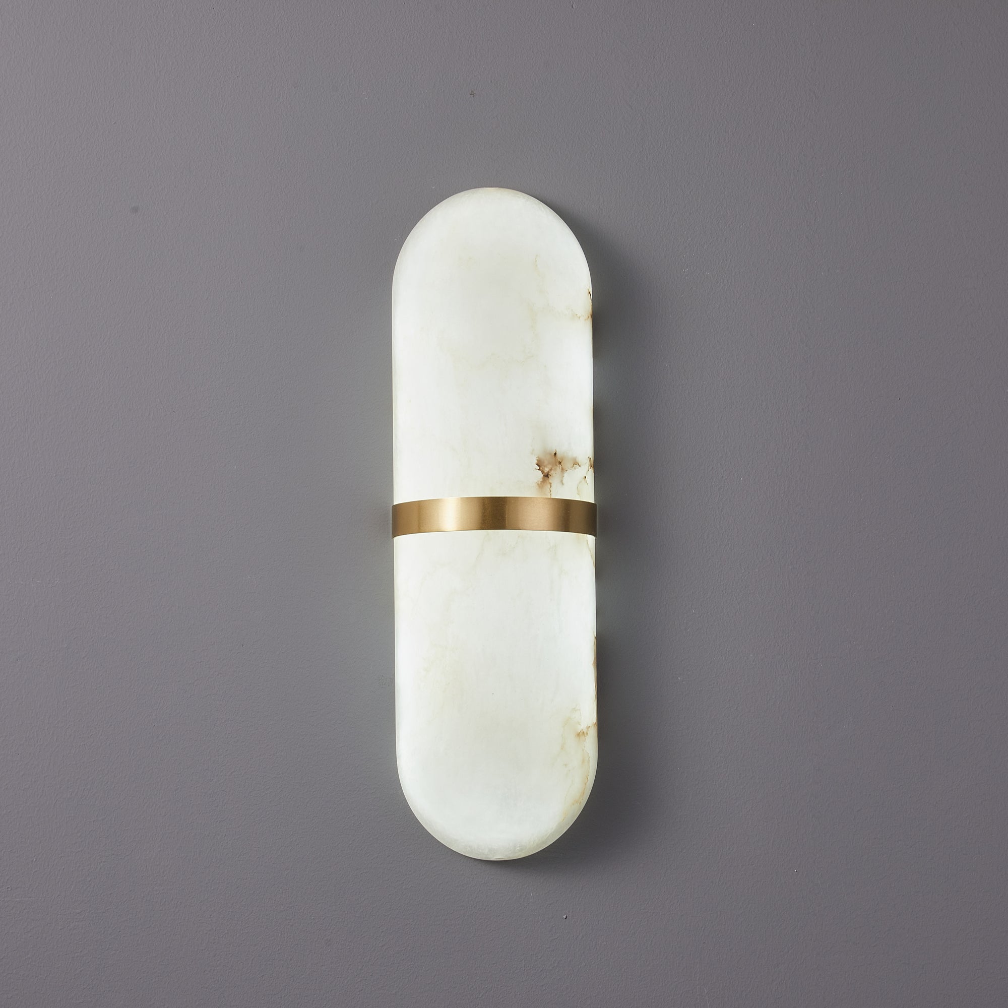 Modern Alabaster Pill Shape Wall Sconce LED Indoor Light Fixture with Natural Stone Shade
