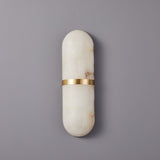 Modern Alabaster Pill Shape Wall Sconce LED Indoor Light Fixture with Natural Stone Shade