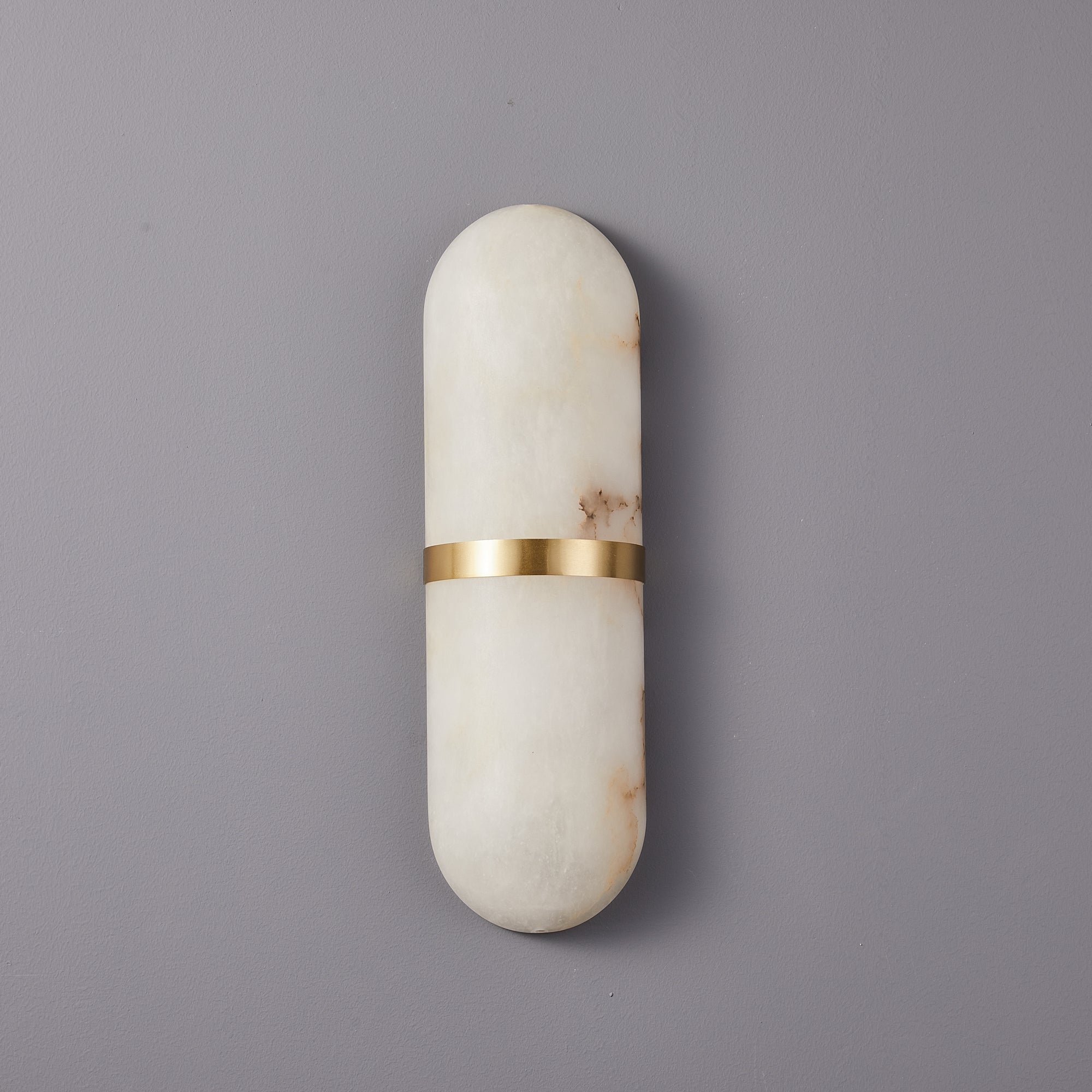 Modern Alabaster Pill Shape Wall Sconce LED Indoor Light Fixture with Natural Stone Shade