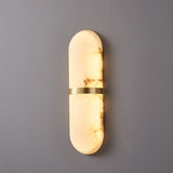 Modern Alabaster Pill Shape Wall Sconce LED Indoor Light Fixture with Natural Stone Shade