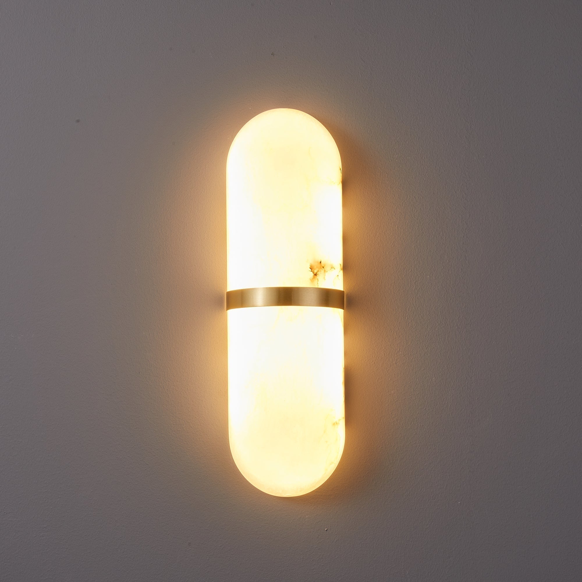 Modern Alabaster Pill Shape Wall Sconce LED Indoor Light Fixture with Natural Stone Shade