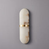 Modern Alabaster Pill Shape Wall Sconce LED Indoor Light Fixture with Natural Stone Shade